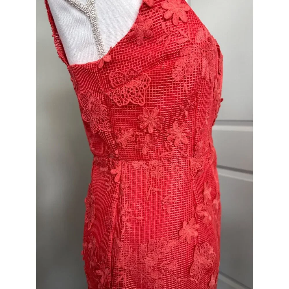 Romeo Juliet Couture Coral Lace Overlay Sleeveless Dress Medium Womens NWT Core - Picture 4 of 16